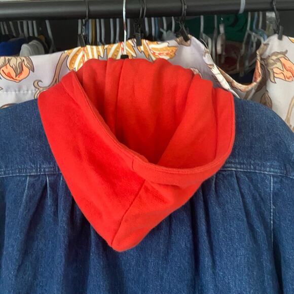 Vintage Denim Jacket lined with Hooded Sweatshirt Material Daniel Brand Size Lg - Picture 11 of 12